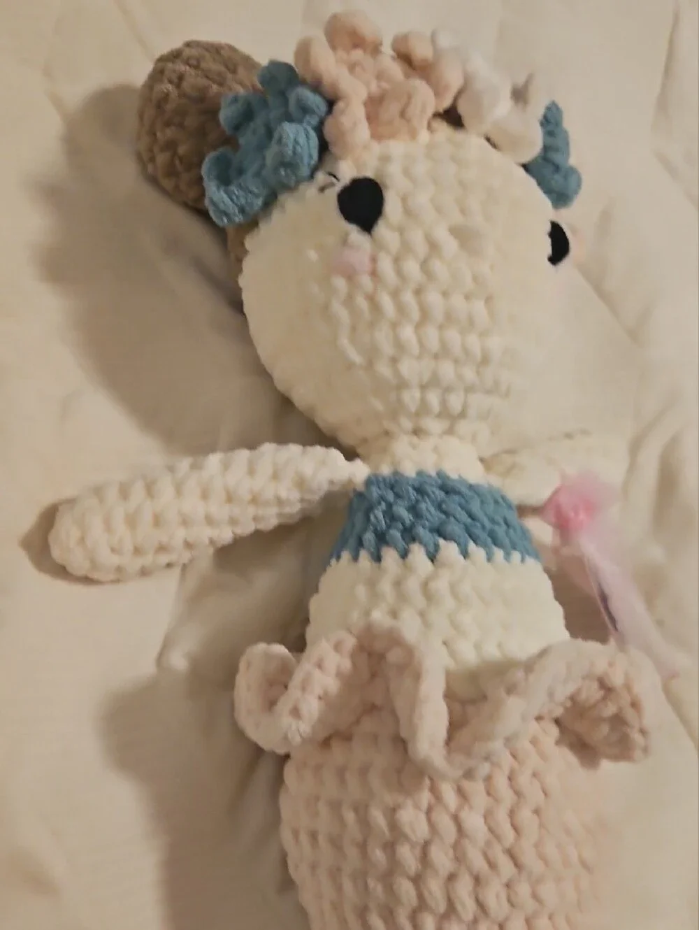 Plush Mermaid Doll Soft Beige & Blue Kids Toy